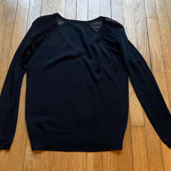 Black Label Ralph Lauren Size XS Black Sheer Long Sleeve V-Neck Sweater Top - Picture 12 of 16